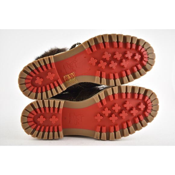 Christian Louboutin Fanny Flat Roche Fur Leather Lace Up Tie Combat Boot 35 - Picture 10 of 10